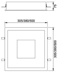 Embutido Dona 50X50Cm Led 32,8W Bivolt | Usina 19300/50 (PT - Preto Texturizado, 3000k)