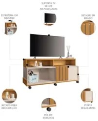 Rack Bancada de TV 50 Pol 136cm Analu H01 Cinamomo/Off White - Mpozena