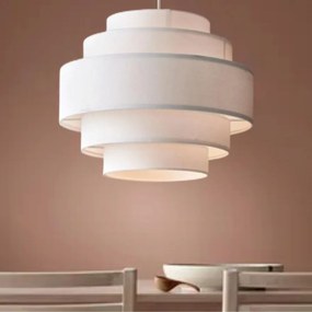Lustre Pendente Vivare Md-4391 Cúpula em Tecido Branca - Bivolt