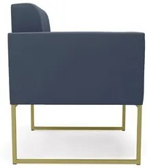 Poltrona Base Industrial Dourado Kit 2 Ana Suede Azul Marinho - Ibiza