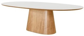 Mesa de Jantar Versa Oval Vidro Off White Base Cinamomo 220cm - 73920 Sun House