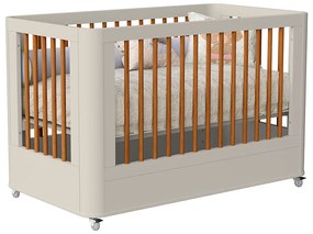 Berço Mini Cama Boom Slim 2 em 1 com Rodízios - Savana Fosco - Berço Mini Cama Boom Slim com Rodízios - Areia Fosco
