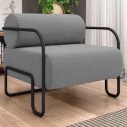 Poltrona Decorativa para Sala Industrial Kira Z08 Veludo Cinza - Mpoze
