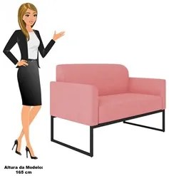 Poltrona Namoradeira 2 Lugares Base Industrial Preta Maressa S17 Suede