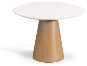 Mesa Lateral Adone Design Orgânico Tampo Pintura Laca Fosca Base Cônica Acabamento Lâmina Cinamomo