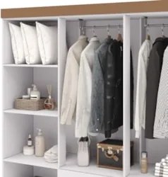 Guarda Roupa Solteiro 154cm Com 6 Portas Mayra Branco Flex V02 - Mpoze