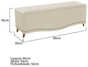 Calçadeira Estofada Yasmim 90 cm Solteiro Suede Bege - ADJ Decor