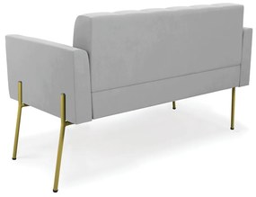 Sofá Namoradeira 2 Lugares Pé de Ferro Dourado Elisa Suede D03 - D'Rossi - Cinza