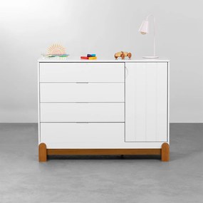 Cômoda Lotus 4 Gavetas e 1 Porta - Branco Fosco