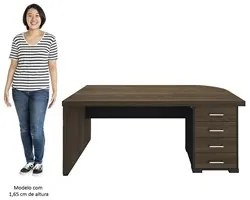 Conjunto Escritório 3 Peças Mesa Lado Direito Corp A06 Charuto/Preto -