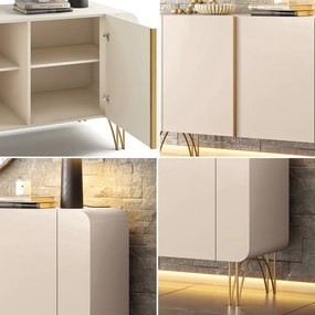 Conjunto 1 Cristaleira 2 Buffets e 1 Mesa de Centro Texas/Virginia/Bambino/Rennes Off White/Castanho G26 - Gran Belo