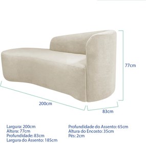 Kit Divã Recamier Orgânico França 200cm Lado Esquerdo e 2 Poltronas Amore Bouclé