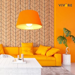 Lustre Pendente Cone Md-4039 Cúpula em Tecido 21/40x30cm Laranja - Bivolt