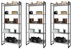 Kit 3 Estantes Livreiro Studio Industrial Z28 Branco - Mpozenato