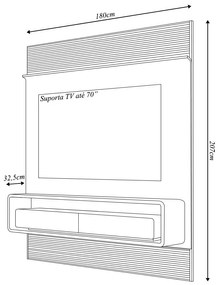 Painel Suspenso Solan TV 70" 2 Gavetas OffWhite/Freijó G18 - Gran Belo