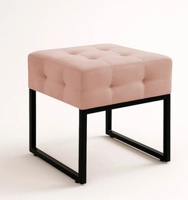 Puff Sala Decorativo Quadrado Industrial Elisa Veludo D03 - D'Rossi - Rose