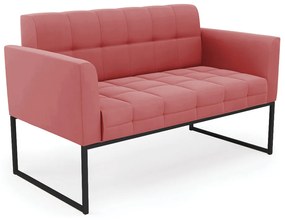 Sofá Namoradeira Elisa Suede Rosê Base Metálica Industrial Preto - D'Rossi