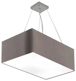 Lustre Pendente Retangular Md-4372 Cúpula em Tecido 60x40cm Cinza Escuro