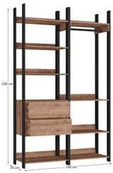 Closet 2 Gavetas 1 Cabideiro Estilo Industrial Chess F04 Preto/Solanum