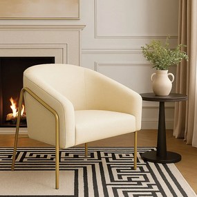 Poltrona Sala Industrial Alta Dourado Stella Linho D03 - D'Rossi - Bege