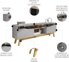 Rack Bancada Para TV 75 Pol 180cm Rita Off/Cinamomo B02     - Mpozenat