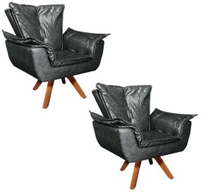 Poltrona Sala de Estar Giratória MM30 Kit 2 Opalla Corano - Corano Preto