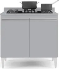 Balcão de Cozinha Para Cooktop 80cm Flórida Cinza Claro     - Lumil