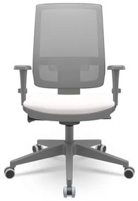 Cadeira Brizza Diretor Grafite Tela Cinza Assento Vinil Eco Branco Autocompensador Piramidal - 66263 Sun House