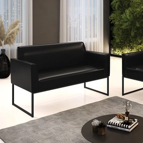 Sofá Namoradeira Base Industrial Preto Marisa Corano D03 - D'Rossi - Preto