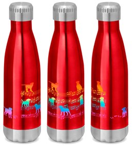 Garrafa Térmica Inox Brilhante 510 ml Cachorro Musical Arco Iris - Vermelho