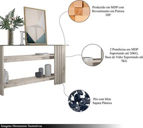 Aparador Gusmao Decorativo 2 Prateleiras MDP Calacata/OffWhite G97 - Gran Belo