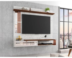 Painel de TV Home Suspenso Pérola 180cm Atenna/Imbuia - Vizzato - Branco