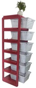Organizador 6 Cestos Vermelho com cestos brancos Organizer Woodyou