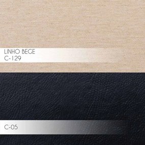 Poltrona Decorativa Kitana Pés Palito PU Sintético/Linho Preto/Bege G15 - Gran Belo