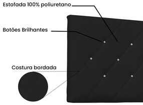 Cabeceira Painel Tânia Para Cama Box Solteiro 90 cm Corino - D'Rossi - Preto