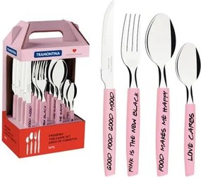 Faqueiro Tramontina My Lovely Kitchen 16 peças Rosa em Aço Inox