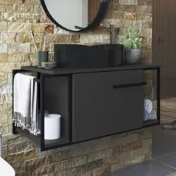 Gabinete Banheiro Suspenso 80cm Cuba Oval Ripy Grafite/Preto Z54 - Mpo