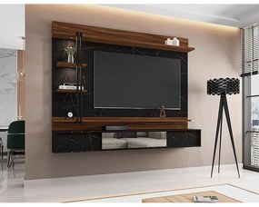 Painel de TV Home Suspenso 200cm Ágata Reali/Imbuia - Vizzato - Preto