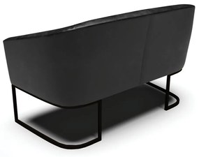 Sofá 2 Lugares Namoradeira Industrial Preto Stella Sintético PU D03 - D'Rossi - Preto