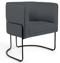 Poltrona Decorativa Base Aço Betina C-03 Sintético Cinza - Domi