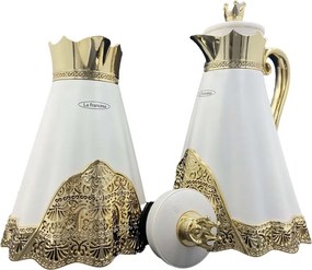 Conjunto de Garrafas Términas 1 Litro e 700 ML Sophie Luxo Quente Frio Inox Branca/Dourada G95 - Gran Belo