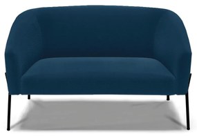 Sofá 2 Lugares Namoradeira Pé de Ferro Preto Stella Bouclê D03 - D'Rossi - Azul