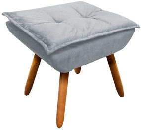 Puff Opala Suede Cinza Pés Palito Castanho D'Rossi