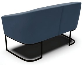 Sofá 2 Lugares Namoradeira Industrial Preto Stella Suede D03 - D'Rossi - Azul Marinho