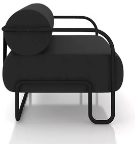 Poltrona Sala de Estar Industrial Preto Ameli Veludo K01 - D'Rossi - Preto