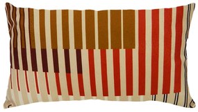 Capa de Almofada Olimpya em Suede Tons Marfim com Ferrugem - Listras - 60x30cm