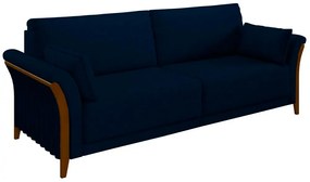 Sofá Decorativo 3 Lugares 222cm Market Veludo Azul Marinho G45 - Gran Belo