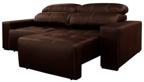 Sofá de Couro 2 Lugares Alabama 230cm USB M06 Cor Café 490 - ADJ DECOR