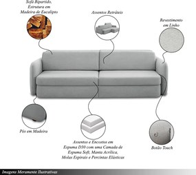 Sofá Cama Sala de Estar Bipartido Elétrico 274cm Retrátil Caixa Zero Torrion Veludo Bege G93 - Gran Belo