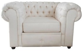 Poltrona Chesterfield 01 Lugar 1.20 Marfim - Wood Prime 54046